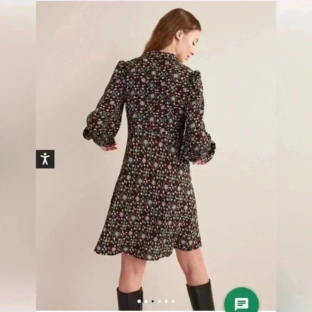 Boden Tie Neck Shirt Dress size 10L - Picture 2 of 10